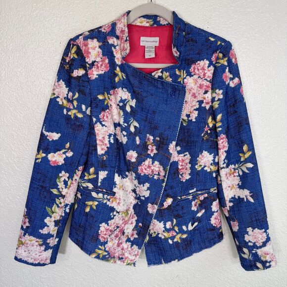 Soft Surroundings Jackets & Blazers - Soft Surroundings Jacket Womens 10 Floral Spring Blazer Career Snap Button Blue